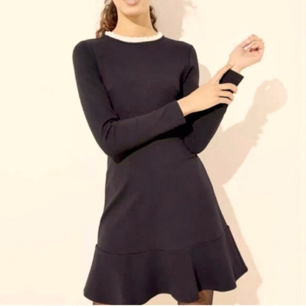 LOFT Black Ruffle Flounce Flare Dress